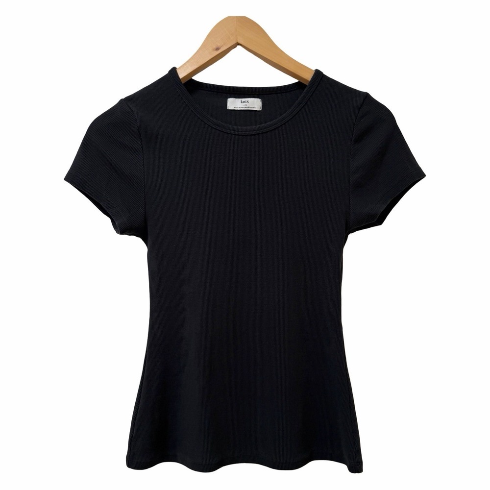 Knix Sculpt Rib Fitted T Shirt Size L Black Stretch Capsule Everyday Minimal